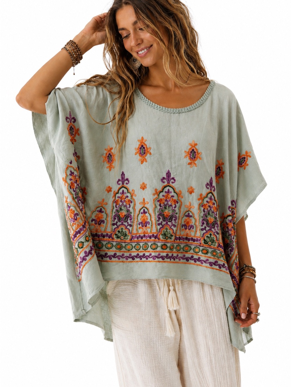 Easel Los Angeles Embroidered Boho Top – NWT